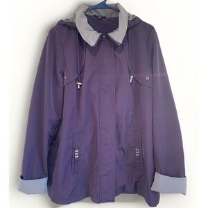 George Lightweight Coat Women's Size 12-14Purple Hood Zipper Snap Collar Pockets